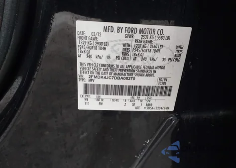 2013 Ford Edge Sel z USA, uszkodzony, nr VIN 2FMDK4JC7DBA08270